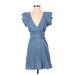 Topshop Casual Dress - Wrap: Blue Dresses - Women's Size 0