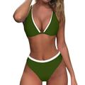 Hwmodou Women Swimsuits Women s Triangle High Waisted Patchwork Printed Bikini String High Cut 2PCS Swimsuits Swimming Pool Fitness Clothes For Woman