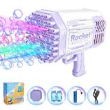 Ant Class Upgraded Rocket Bubble Gun 69 Holes with Colorful Lights Rocket Bubble Machine for Wedding Birthday Party Best Gift