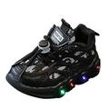 Ramiter Light up Sneaker for Girls Children LED Light Strip Shoes Lace up Canvas Shoes Kids Casual Shoes Light up Shoes Walking Shoes Tennis Shoes Youth Girls Black