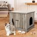 Cat Litter Box Enclosure Hidden Cat Washroom Furniture with Removable Divider Wooden Pet House Bench Cat Litter Box Furniture Hidden Cat House Privacy Cat Washroom Bench