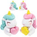 Astetic Room Decor Farmhouse Unicorn Ornaments Miniature Shape Dream Statue Resin 4 Pcs