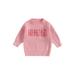 Canrulo Infant Toddler Baby Girls Sweater Long Sleeve Crew Neck Letter Pullover Tops Fall Winter Warm Clothes Pink 4-5 Years