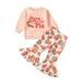 Toddler Outfits For Boys Girls Fall Long Sleeve Cartoon Cakes Cookies Prints Tops Pants 2Pcs Clothes Baby Clothing Sets White 90