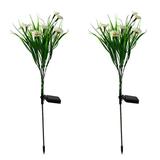 Outdoor Solar Lights 2 Pcs Wood Pile Decorative Flower Lamp Garden Lighting for The Stake Landscape White