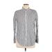 H&M Long Sleeve Button Down Shirt: Silver Print Tops - Women's Size 14