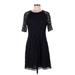 Madewell Casual Dress - A-Line Crew Neck Short sleeves: Black Print Dresses - Women's Size 8