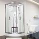 Vidalux Pure E quadrant electric shower cabin 900 x 900 with white back panels and shower