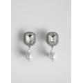 Margot Clear Crystal and Pearl Drop Earrings, Silver