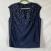 J. Crew Tops | J.Crew Top Blouse Size 4 Navy Cotton Poplin Embellished With White Gold Gems Euc | Color: Blue | Size: 4