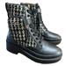 Kate Spade Shoes | Kate Spade Winona Black /Cream Combat Boots Leather/Tweed New Size 6 | Color: Black/Cream | Size: 6