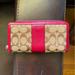 Coach Bags | Coach Long Wallet, Tan Monogram, Red Leather | Color: Red/Tan | Size: Os