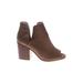 Sole Society Ankle Boots: Slip-on Chunky Heel Boho Chic Tan Print Shoes - Women's Size 8 - Peep Toe