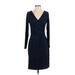 Ann Taylor Casual Dress - Wrap: Blue Leopard Print Dresses - Women's Size 4