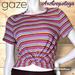 Anthropologie Tops | Anthropologie By Gaze Twist Front Retro Color Story Striped Crop Top Sz Large | Color: Gold/Pink | Size: L