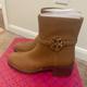 Tory Burch Shoes | New Tory Burch Miller 45mm Leather Women's Ankle Bootie Dark Tiramisu Size 5.5 | Color: Tan | Size: 5.5