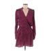Zadig & Voltaire Casual Dress - Mini Plunge Long sleeves: Pink Leopard Print Dresses - Women's Size Medium