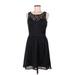 LC Lauren Conrad Casual Dress - A-Line Scoop Neck Sleeveless: Black Print Dresses - Women's Size 8