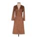 BCBGMAXAZRIA Casual Dress - A-Line Plunge 3/4 sleeves: Brown Print Dresses - Women's Size 2