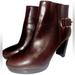 Nine West Shoes | Nine West Women’s Brown Leather Ankle Block Heeled Boots Booties Sz 8m | Color: Brown | Size: 8