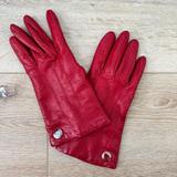 Coach Accessories | Coach Red Leather Cashmere Lined Gloves | Color: Red | Size: 7