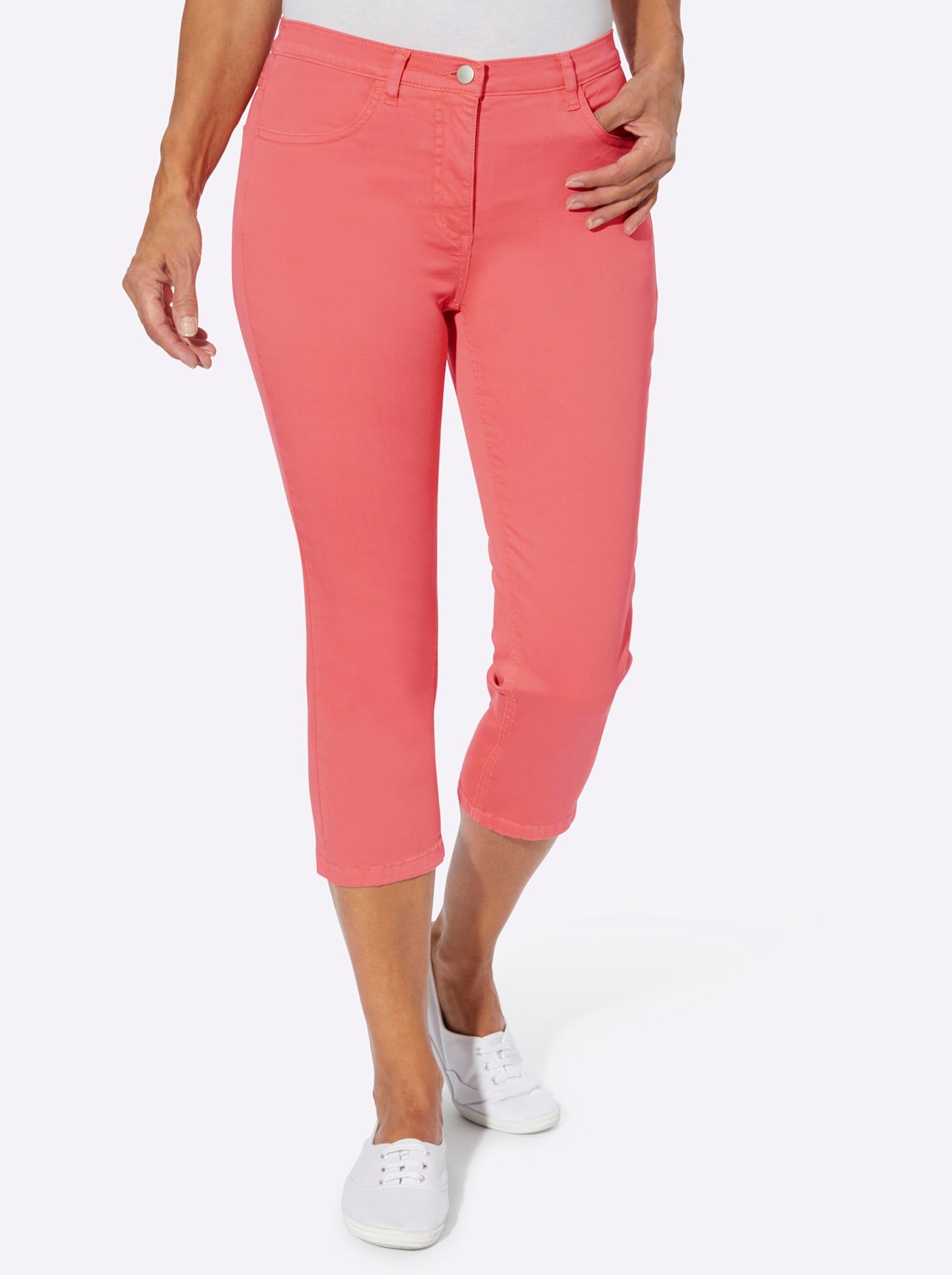 3/4-Jeans CLASSIC BASICS, Damen, Gr. 38, Normalgrößen, orange (koralle), 97% Baumwolle, 3% Elasthan, unifarben, 3/4-Länge, Jeans