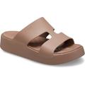 Badepantolette CROCS "Getaway Platform H-Strap" Gr. 38, grau (taupe) Damen Schuhe Strandschuhe