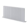 Ingarsby Horizontal Radiator Oval Panel Double Column Hallway Bathroom Radiator 600 x 1180 White