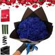 Yimengxing Glitter Roses Bouquet,Glitter Flowers Bouquet with Stem,Glitter Everlasting Rose Bouquet Best Valentine's Day Gift,Shiny Roses Bouquet, DIY Fake Rose Bouquet (Blue, 36Roses)