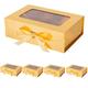 PLINJOY 5 Pcs Gold Gift Box for Presents with Ribbon 10.8x7.5x3.5 Inches Clear Gift Box with Window Magnetic Closure Gift Boxes with Lids