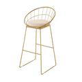 CUNTO Bar Stool, Kitchen Stool Breakfast High Stools with Backrest Upholstered Barstool Metal Legs for Home Bar Counter Kitchen and Islands,Gold,75cm