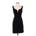 She + Sky Casual Dress - Sheath Plunge Sleeveless: Black Print Dresses - Women's Size Small