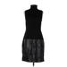 Calvin Klein Casual Dress - DropWaist Turtleneck Sleeveless: Black Solid Dresses - Women's Size Large