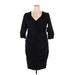 Melissa Masse Cocktail Dress - Sheath V Neck 3/4 sleeves: Black Print Dresses - Women's Size 3X