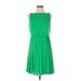 Lauren by Ralph Lauren Casual Dress - Mini Crew Neck Sleeveless: Green Print Dresses - Women's Size 2 Petite