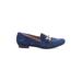Adrienne Vittadini Flats: Loafers Chunky Heel Classic Blue Print Shoes - Women's Size 9 - Almond Toe