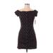 Forever 21 Casual Dress - Mini Boatneck Short sleeves: Black Polka Dots Dresses - Women's Size Large