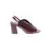 Sbicca Heels: Slingback Chunky Heel Casual Burgundy Print Shoes - Women's Size 9 - Open Toe