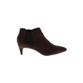 G.C. Shoes Ankle Boots: Chelsea Boots Kitten Heel Casual Burgundy Print Shoes - Women's Size 8 1/2 - Pointed Toe