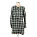 Merrell Casual Dress - Shirtdress: Green Plaid Dresses - Women's Size Medium