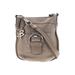 B Makowsky Leather Crossbody Bag: Gray Bags