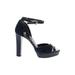 White House Black Market Heels: Strappy Chunky Heel Chic Blue Print Shoes - Women's Size 8 1/2 - Open Toe