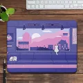 Kawaii-Tapis de souris de bureau de jeu mignon Polymères Anime Esthétique Chats sur un train