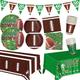 Football Party Supplies Kit Serve Includes Dinner Plates Dessert Plates Napkins Cups and Touchdown Tablecloth for Football Party Decorations First Down Football Birthday Party Supplies