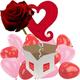 Romantic Linky Red Heart 37" Helium Inflated Balloon with 12 Mini Red and Pink Heart Air-Filled Balloons and Single Luxury Red Rose all delivered in a box