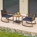 Ebern Designs Arjen 2 - Person Outdoor Seating Group w/ Cushions Synthetic Wicker/Wood/All - Weather Wicker/Metal/Wicker/Rattan in Blue | Wayfair