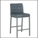 Latitude Run® Amy-Rae Tufted Side Chair Dining Chair Faux Leather/Upholstered/Metal in Gray | 35.83 H x 17.72 W x 14.96 D in | Wayfair