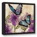 August Grove® Butterflies w/ Purple Flowers Framed On Canvas Print Canvas in Blue/Indigo | 13.75 H x 13.75 W x 1.75 D in | Wayfair