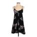 Mimi Chica Casual Dress - Mini Scoop Neck Sleeveless: Black Floral Dresses - Women's Size X-Small