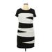 AB Studio Casual Dress - Mini High Neck Short sleeves: Black Color Block Dresses - Women's Size 16